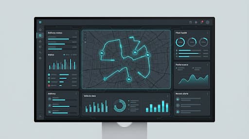 Logistics dashboard showing courier booking and parcel tracking interface
